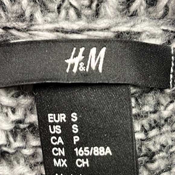 H&M Boho/Office Chunky Knit Black/White 3/4 SLV Round Hem Open Front Cardigan S - Picture 5 of 14